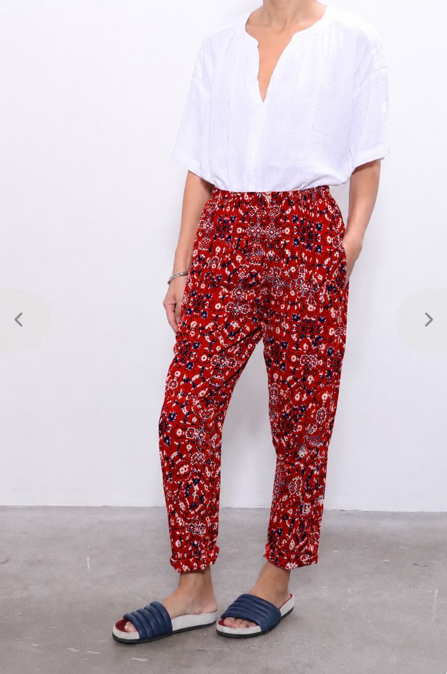 Xirena Payton 100% Cotton Tapered Straight Leg Printed Pant Size XS